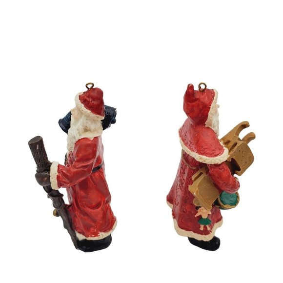 VTG Plastic Santa Ornaments  3"‎ St Nicholas Set 2x Christmas Sled Holiday - Picture 4 of 6